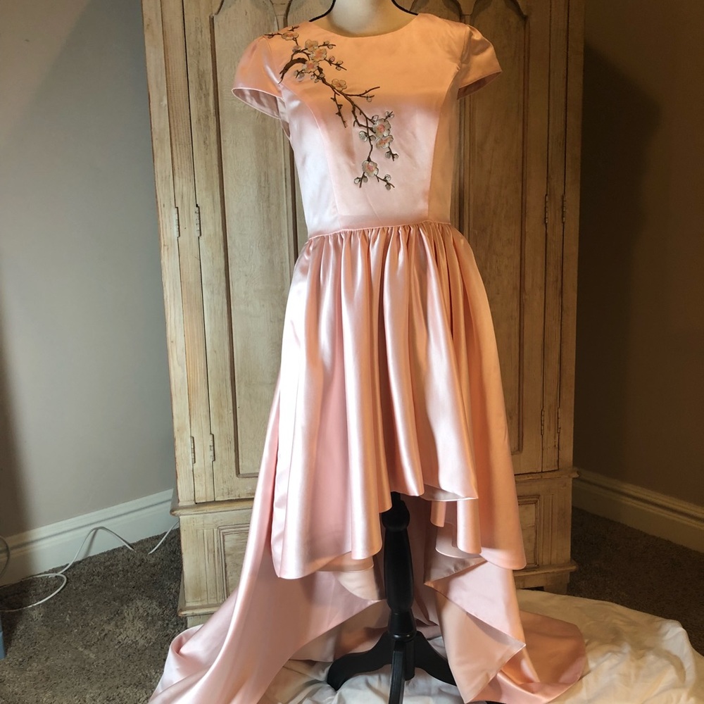 Satin formal high-low Homecoming Prom